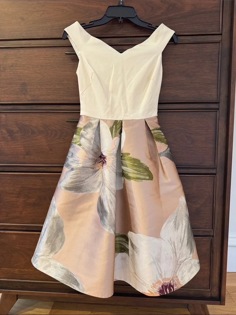 Ted Baker Cream Bodice Blush Floral Fit-and-Flare Dress, 0